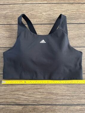 adidas Black Sports Bra Racerback Wireless Hook & Eye Closure Logo Accent
